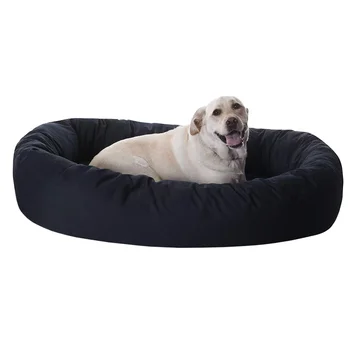 Majestic Пет | Поли /Памучен легло за кучета във формата на кравайче, черна, много голяма